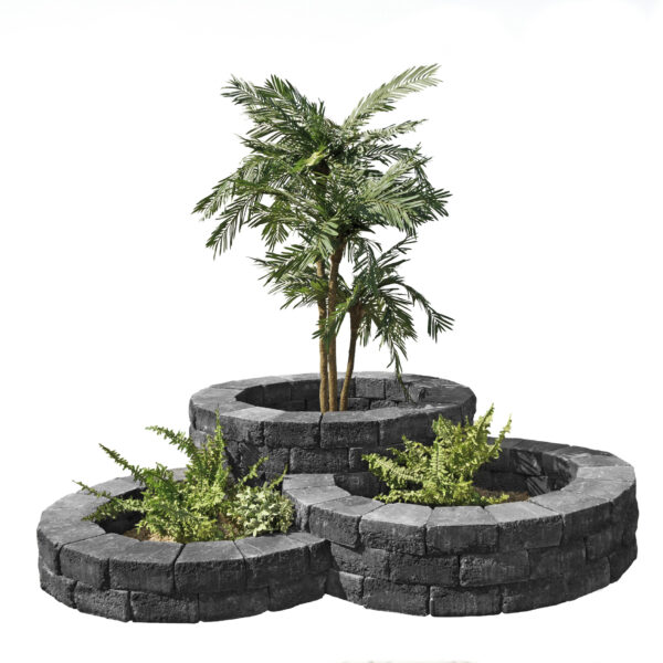 8111308 Pilestone Rundbeet Coal bepflanzt